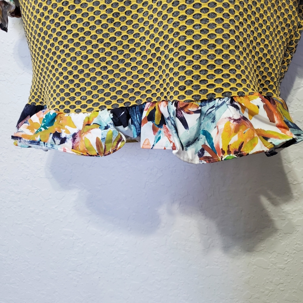 Athina Spring Floral Mesh Contrast Ruffle Mini Dress Size Small - Picture 14 of 16